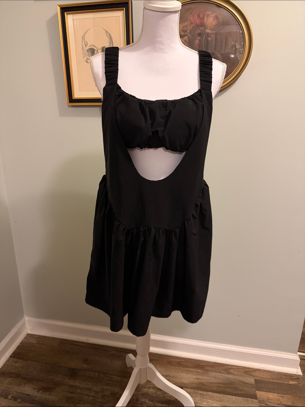 Black Backless Mini Dress With Cutout